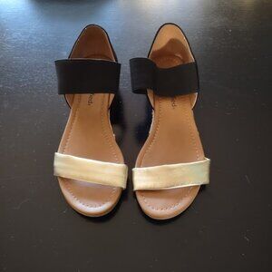 Gold Lame Slide On Sandals